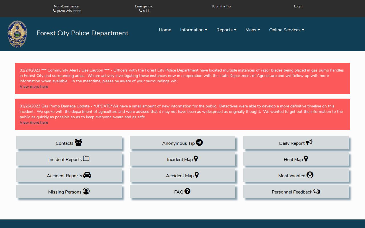 Forest City criminal records Citizen Connect portal