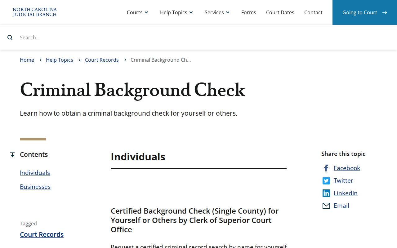 Official North Carolina certified criminal background check instructions for Rutherford County