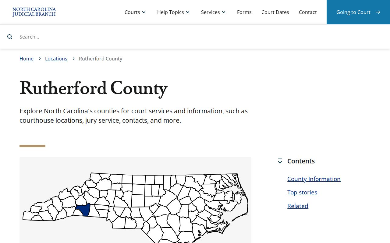 North Carolina Judicial Branch Rutherford County courts access page