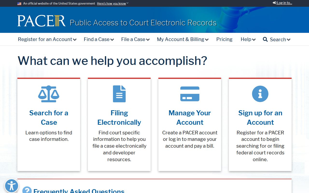 PACER federal court record access for cases connected to Rutherford County
