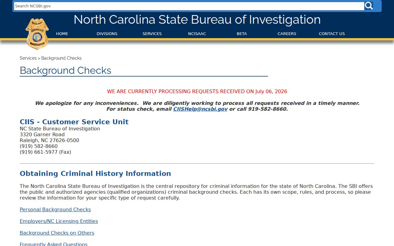 North Carolina SBI background check options for Rutherford County residents
