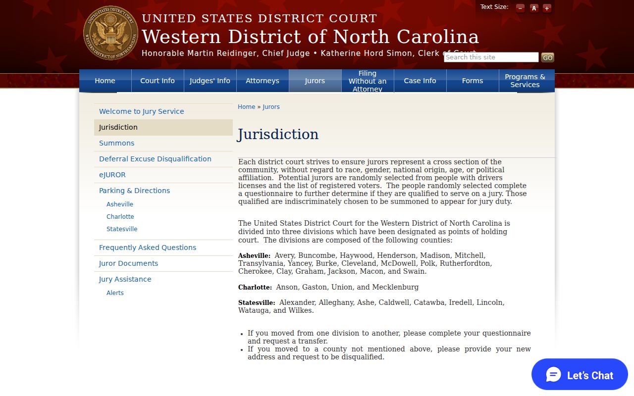 Western District of North Carolina jurisdiction information covering Rutherford County