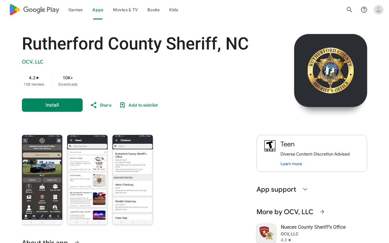 Rutherford County arrest information sheriff Android app