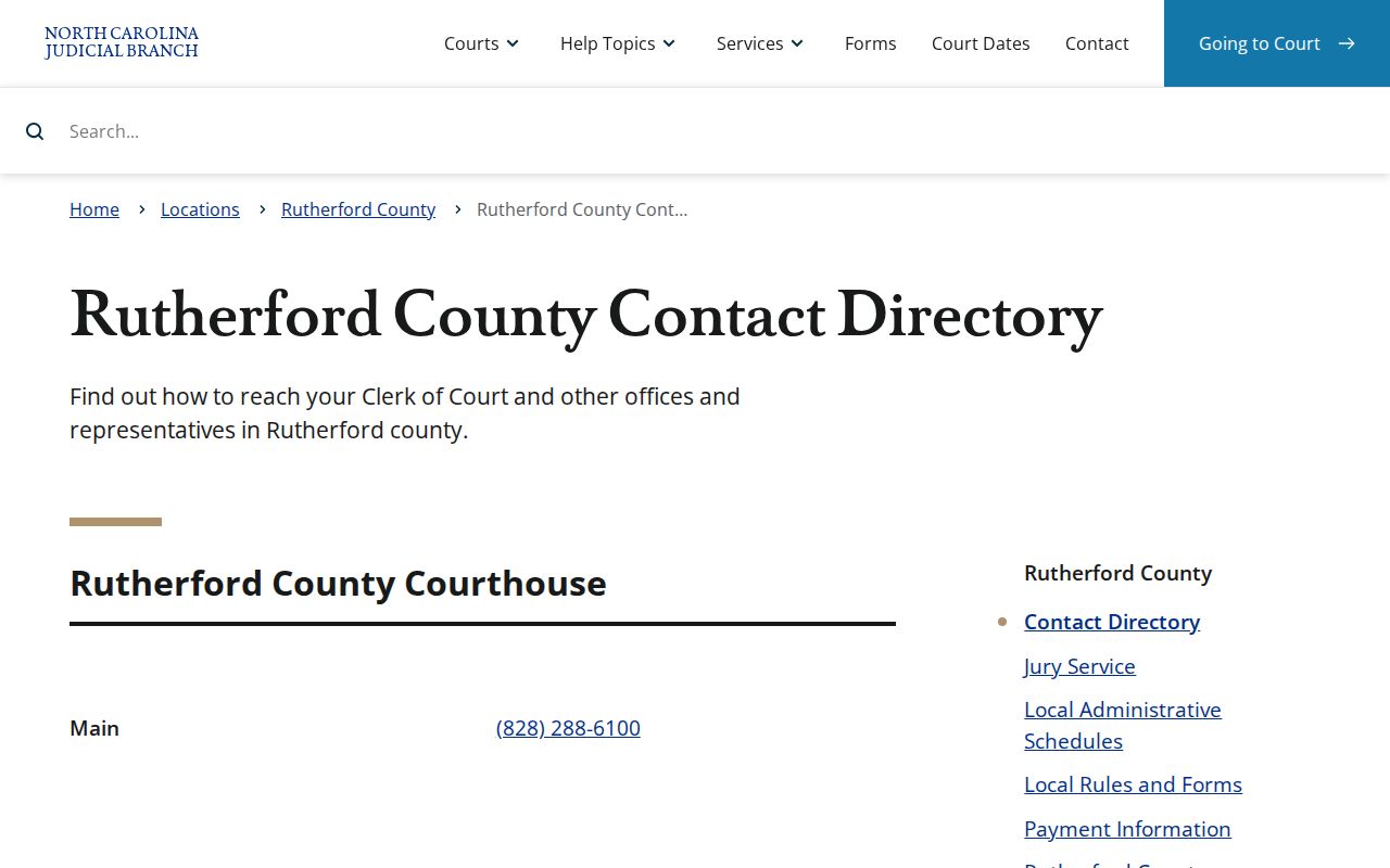 Rutherford County criminal court case contact directory