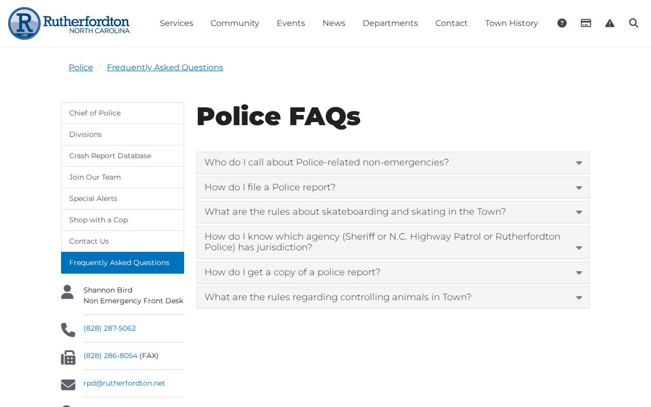 Rutherfordton criminal records police jurisdiction FAQ
