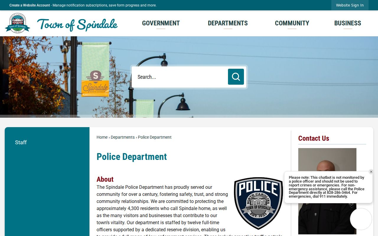 Spindale Police Department criminal records office